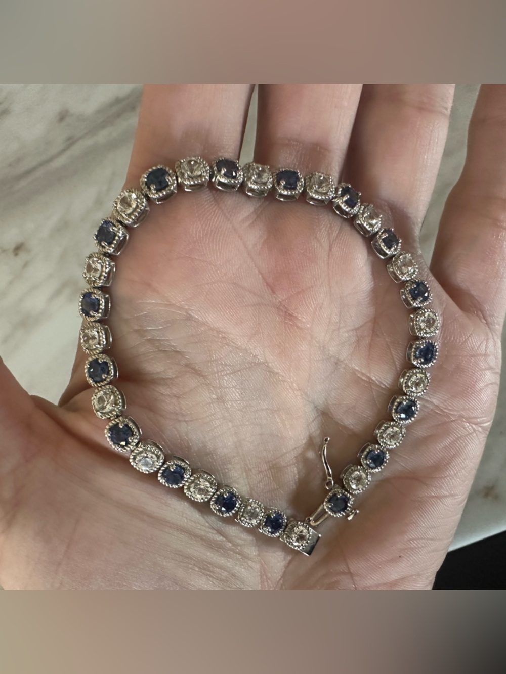 Sterling Silver Sapphire Tennis Bracelet - Picture 5 of 5